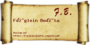 Föglein Beáta névjegykártya